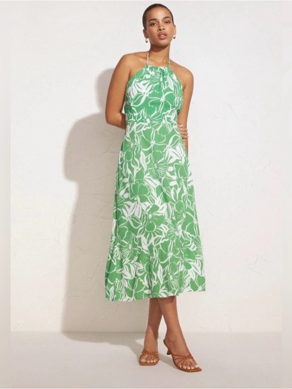 Faithfull Taormina Midi Dress El Marsa Floral Print Green